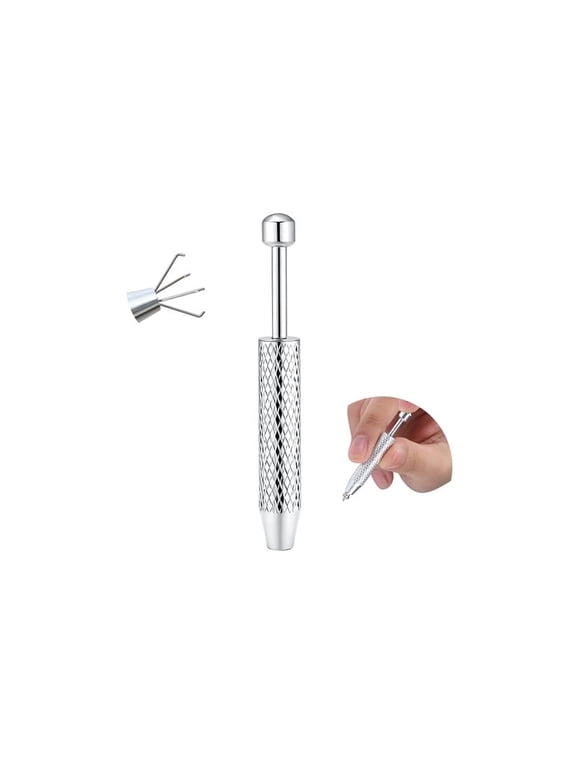 Piercing Ball Grabber, Flat Back Earrings Piercing Guide Needle Tool, Surgical Steel Internally Threaded Push Pin External Thread Assistant Body Piercing Kit for Ear Nose Lip Tool 16G 18G