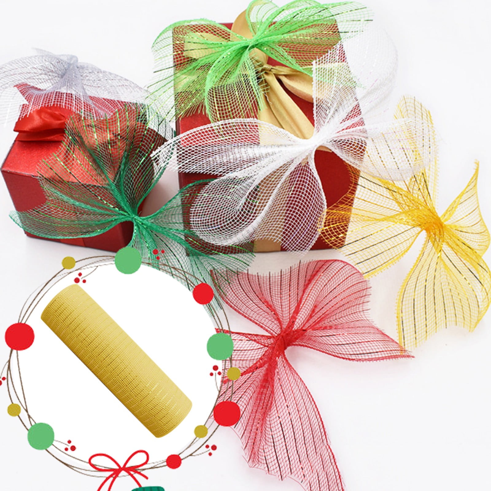 Piercing Ball Grabber Tool Poly Mesh Ribbon With Metallic Foil Each