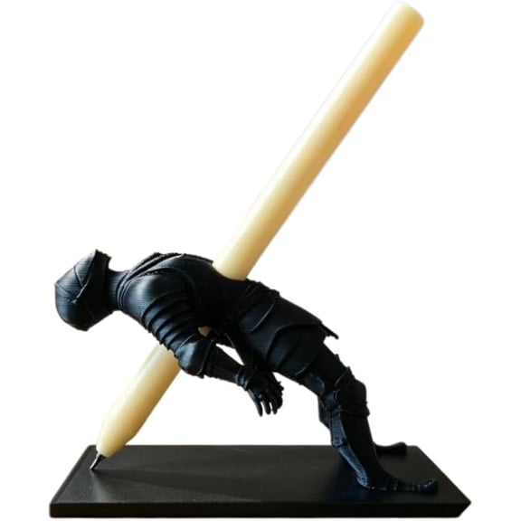 Piercing Knight Pen Holder For Desk,Ninja Warrior Pen Holder With Sword And Weapon Accessories,3D Printed Piercing Knight Pen Holder Creative Piercing Knight Desk Organizer(Black)