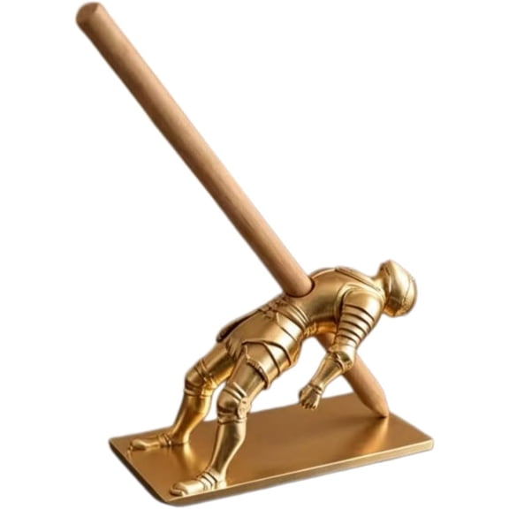 Piercing Knight Pen Holder For Desk,Ninja Warrior Pen Holder With Sword And Weapon Accessories,3D Printed Piercing Knight Pen Holder Creative Piercing Knight Desk Organizer(Glod)