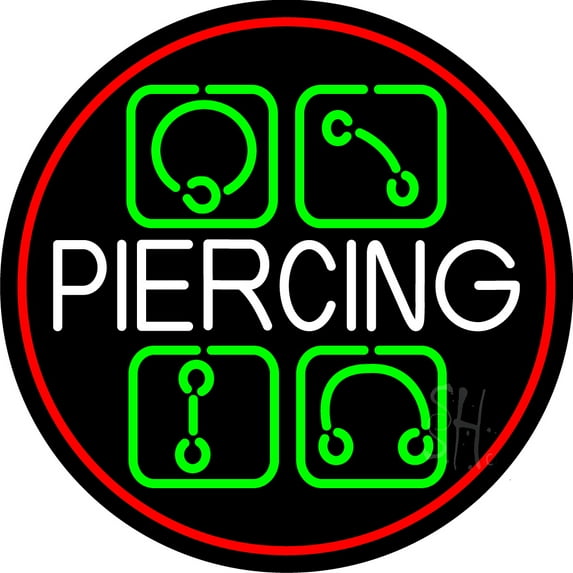 Piercing LED Neon Sign 26" Tall x 26" Wide - inches Black Square Cut Acrylic Backing, with Dimmer - Premium built indoor Sign for Storefront, Store interior, Studio.