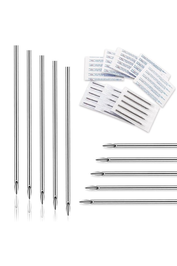 Piercing Needles - 20G Stainless Steel Body Piercing Needles Disposable Ear Nose Navel Nipple Lip Belly Tongue Hollow Piercing Needles100pcs 20G
