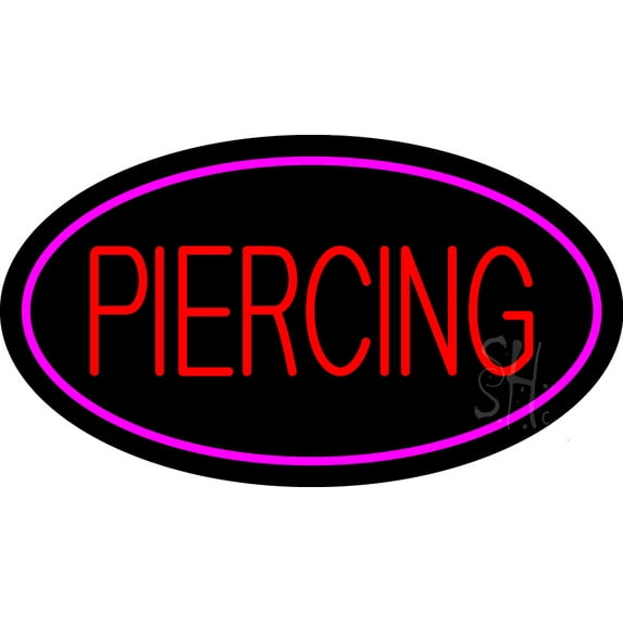 Piercing Oval Pink LED Neon Sign 13 x 24 - inches Black Square Cut Acrylic Backing, with Dimmer - Premium built indoor Sign for Storefront, Store interior, Studio.