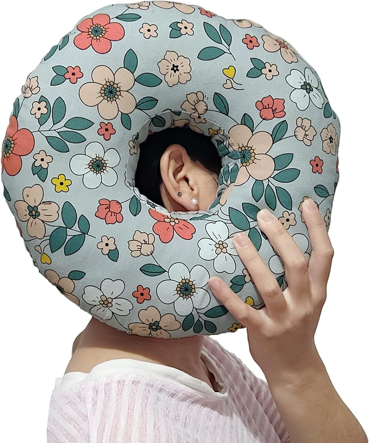 Piercing Pillow for Side Sleepers, Ear Pillows with Ear Hole for Ear Pain, cnh, OShaped Side