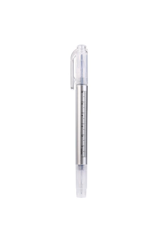 Piercing Skin Marker Pen with Measuring Ruler, Blue Ink, 4ml, Double Head (0.5mm and 1mm), for Makeup