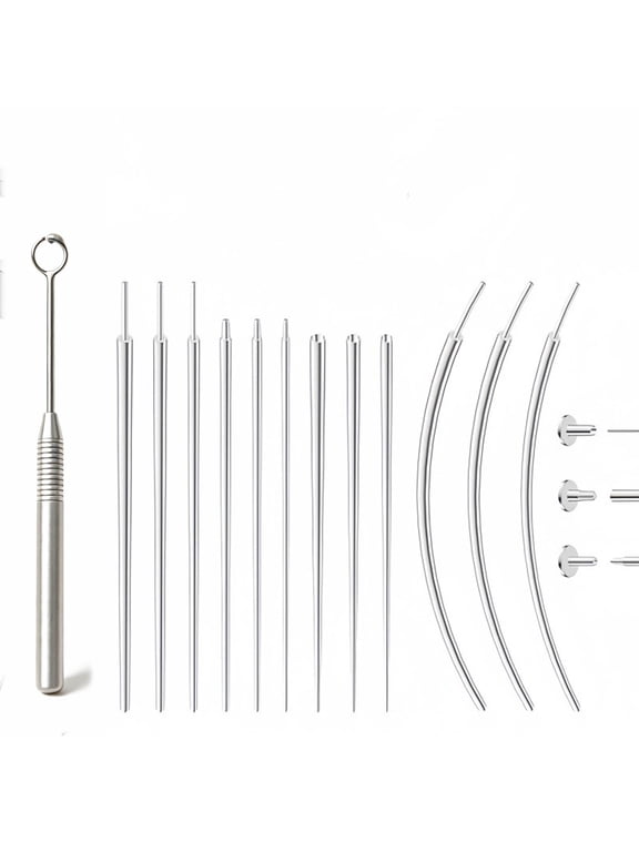 Piercing Taper Ball Grabber Tool, 16G 18G Stainless Steel Flat Back Earring Applicator, Threadless Insertion Pin Body Piercing Kit for Ear Nose Lip Jewelry Changing