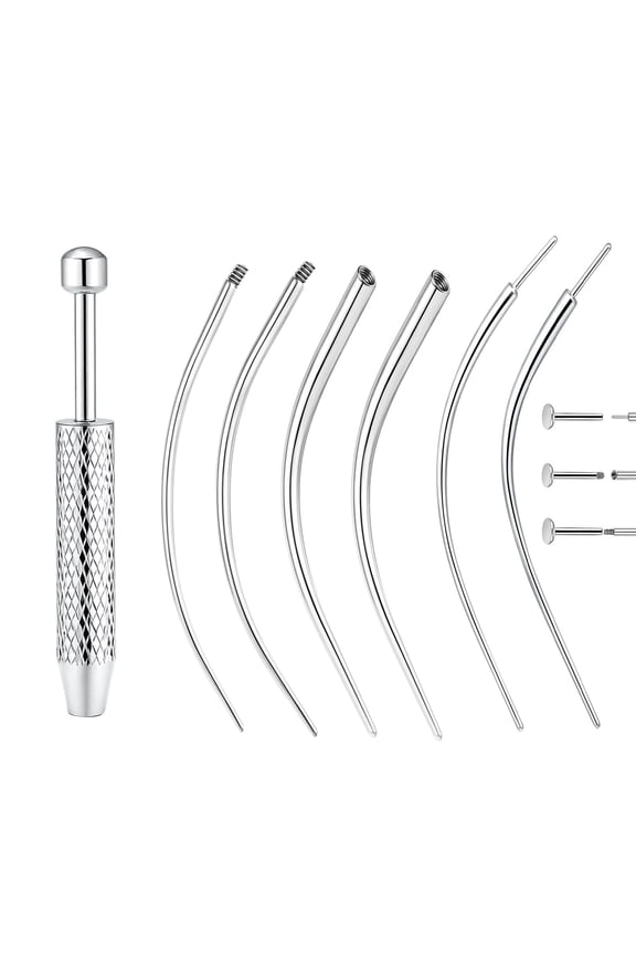 Piercing Taper Ball Grabber Tool, 16G 18G Stainless Steel Flat Back Earring Applicator, Threadless Insertion Pin Body Piercing Kit for Ear Nose Lip Jewelry Changing