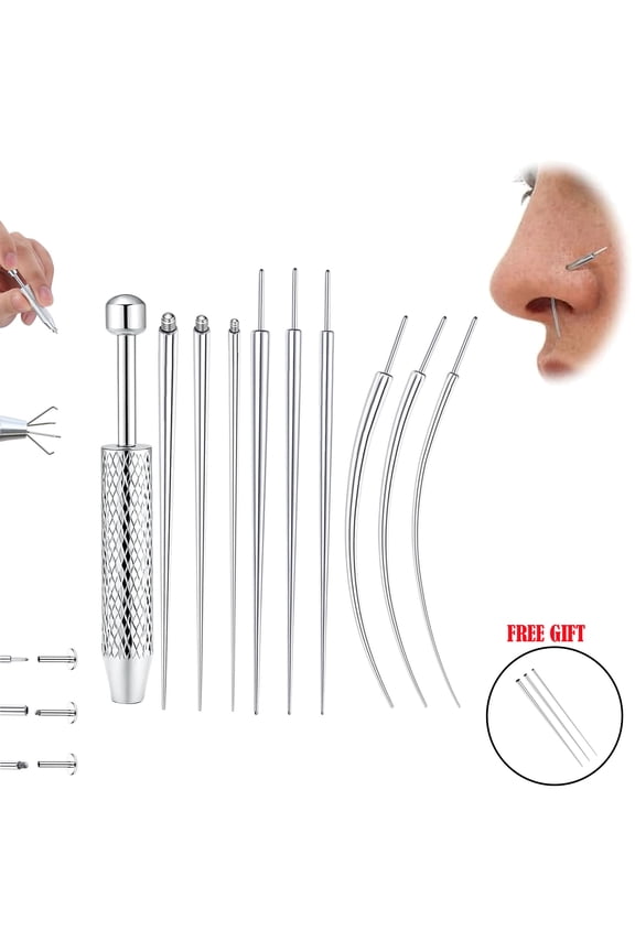 Piercing Taper Ball Grabber Tool for Changing Jewelry - 14G 16G 18G Stainless Steel Flat Back Earrings Applicator Tool Threadless Insertion Pin Thread Body Piercing Kit for Ear Nose Lip