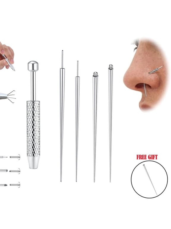 Piercing Taper Ball Grabber Tool for Changing Jewelry - 16G 18G Stainless Steel Flat Back Earrings Applicator Tool Threadless Insertion Pin Thread Body Piercing Kit for Ear Nose Lip