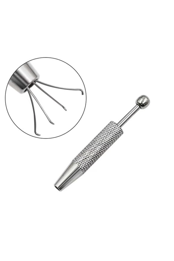 Piercing Taper Ball Grabber Tool for Changing Jewelry, Stainless Steel Four-claw Flat Back Earrings Applicator Tools, External Thread Assistant Body Piercing Kit for Ear Nose Lip Tool