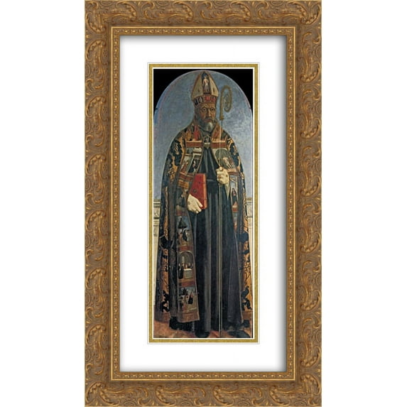 Piero della Francesca 2x Matted 14x24 Gold Ornate Framed Art Print 'St. Augustine '
