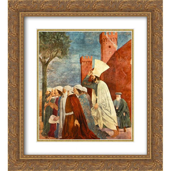 Piero della Francesca 2x Matted 20x24 Gold Ornate Framed Art Print 'Heraclius Restores the Cross to Jerusalem'