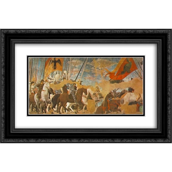 Piero della Francesca 2x Matted 24x16 Black Ornate Framed Art Print 'Battle Between Constantine And Maxentius'