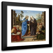 Piero di Cosimo 12x12 Black Modern Framed Museum Art Print Titled - The Visitation with Saint Nicholas and Saint Anthony Abbot (C. 1489-1490)