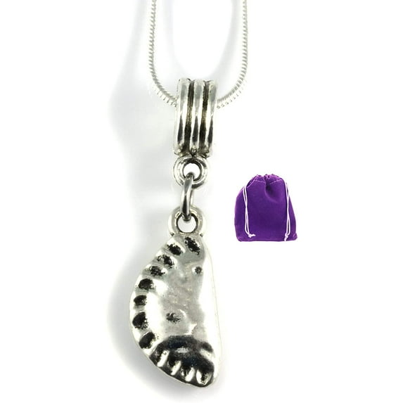 Pierogi Necklace | Dumpling Necklace a Food Jewelry Necklace on a 22 inch Silver Plated Snake Chain a Great Complement to your Pierogi Maker or Dumpling Mold Dumpling Maker Set helps make Polish Food