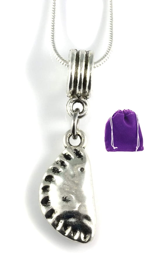 Pierogi Necklace | Dumpling Necklace a Food Jewelry Necklace on a 22 inch Silver Plated Snake Chain a Great Complement to your Pierogi Maker or Dumpling Mold Dumpling Maker Set helps make Polish Food