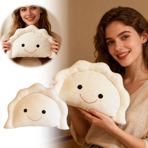 Pieroguszka Plush Toy Cute Smiling Dumplings Stuffed Animal Doll Toy(White-30Cm)
