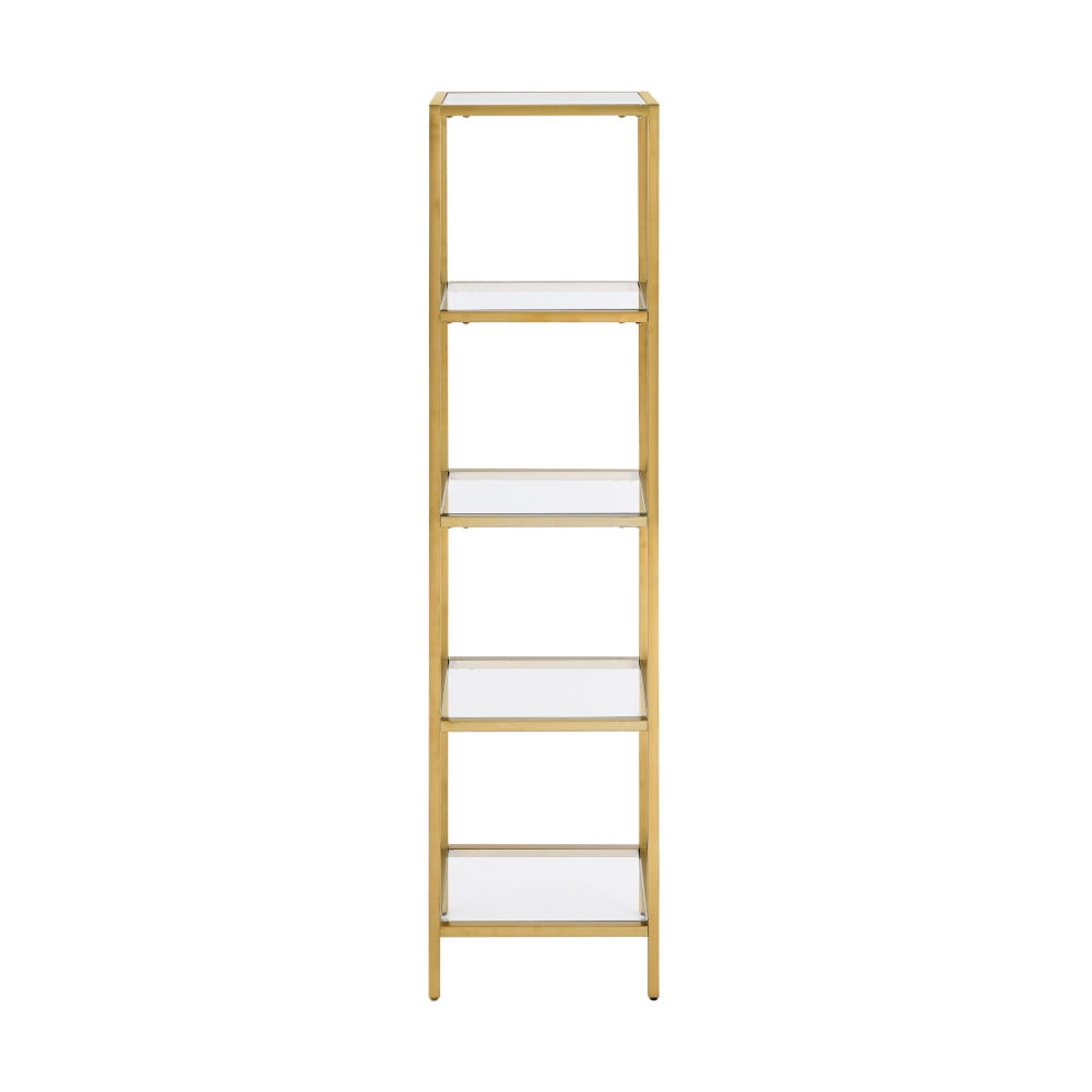 Pierre Brushed Gold Freestanding Linen Cabinet with Glass Shelves
