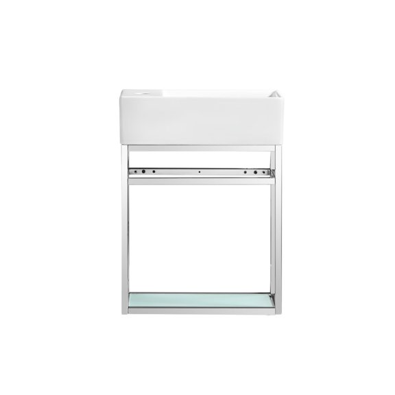 Pierre 19.5 Single, Open Shelf, Chrome Metal Frame Bathroom Vanity