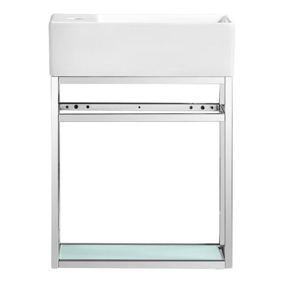 Pierre 19.5 Single, Open Shelf, Chrome Metal Frame Bathroom Vanity