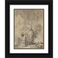 thumbnail image 1 of Pierre-Antoine Baudouin 14x18 Black Ornate Wood Framed Double Matted Museum Art Print Titled - Kindly Martine (1760s), 1 of 5