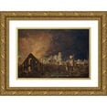 thumbnail image 1 of Pierre-Antoine Demachy 14x11 Gold Ornate Wood Frame and Double Matted Museum Art Print Titled - The Saint-Germain Fair During the Fire (Night from March 16 to 17, 1762) (1762), 1 of 4