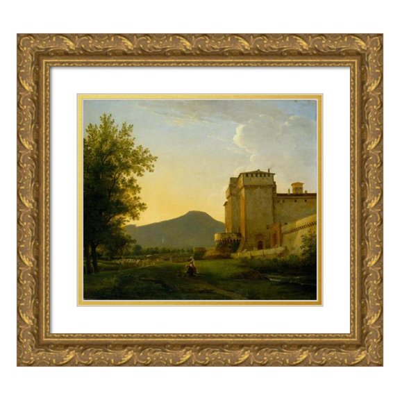 Pierre-Athanase Chauvin 23x20 Gold Ornate Framed and Double Matted Museum Art Print Titled - Ferrata Cave in the Alban Hills (1811)