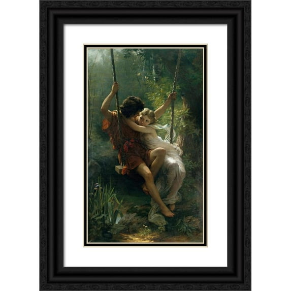 Pierre-Auguste Cot 12x18 Black Ornate Wood Framed Double Matted Museum Art Print Titled - Springtime (1873)