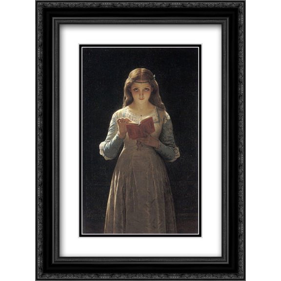 Pierre Auguste Cot 2x Matted 18x24 Black Ornate Framed Art Print 'Pause for Thought'