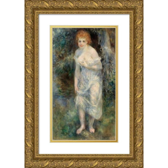 Pierre-Auguste Renoir 10x14 Gold Ornate Wood Frame and Double Matted Museum Art Print Titled - The Source (La Source) (1875)