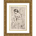 thumbnail image 1 of Pierre-Auguste Renoir 11x14 Gold Ornate Wood Frame and Double Matted Museum Art Print Titled - Bather Standing Up to Her Knees (1910), 1 of 4