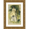 thumbnail image 1 of Pierre-Auguste Renoir 11x14 Gold Ornate Wood Frame and Double Matted Museum Art Print Titled - Woman Standing by a Tree (1866), 1 of 4