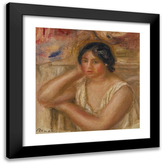 Pierre-Auguste Renoir 12x12 Black Modern Framed Museum Art Print Titled - Portrait of Gabrielle