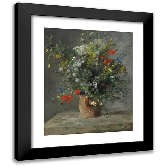 Pierre-Auguste Renoir 12x14 Black Modern Framed Museum Art Print Titled - Flowers in a Vase (C. 1866)
