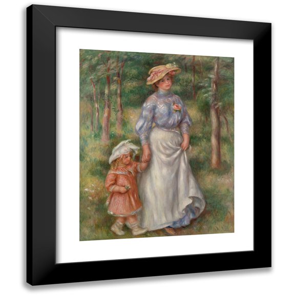 Pierre-Auguste Renoir 12x14 Black Modern Framed Museum Art Print Titled - Promenade (The Promenade) (C. 1906)