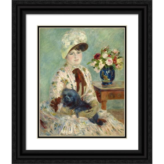 Pierre-Auguste Renoir 12x14 Black Ornate Wood Framed Double Matted Museum Art Print Titled: Miss Charlotte Berthier (1883)
