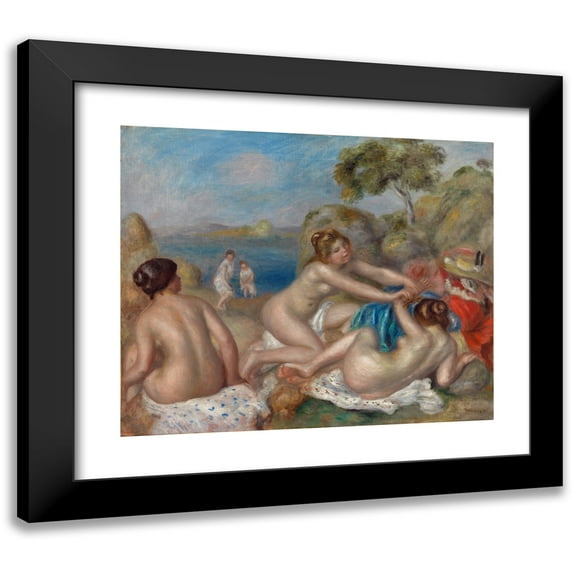 Pierre-Auguste Renoir 14x12 Black Modern Framed Museum Art Print Titled - Bathers Playing with a Crab (C. 1897)