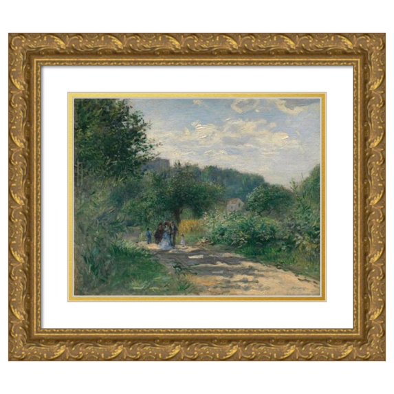 Pierre-Auguste Renoir 14x12 Gold Ornate Wood Frame and Double Matted Museum Art Print Titled - A Road in Louveciennes (ca. 1870)
