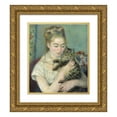 thumbnail image 1 of Pierre-Auguste Renoir 15x17 Gold Ornate Wood Frame and Double Matted Museum Art Print Titled - Woman with a Cat (C. 1875), 1 of 4