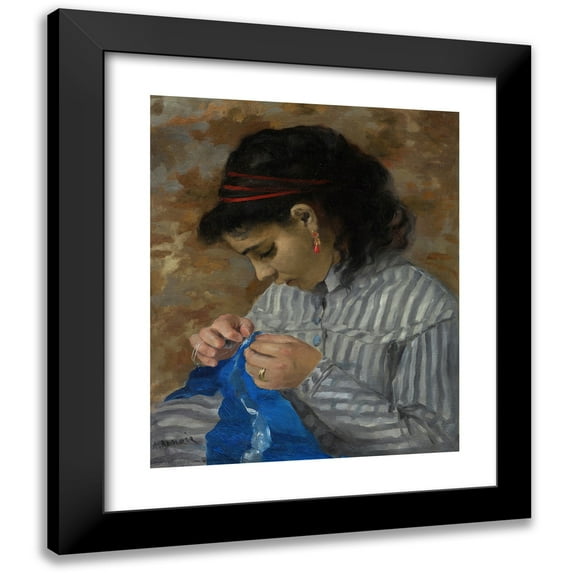 Pierre-Auguste Renoir 15x18 Black Modern Framed Museum Art Print Titled - Lise Sewing (C. 1867-1868)