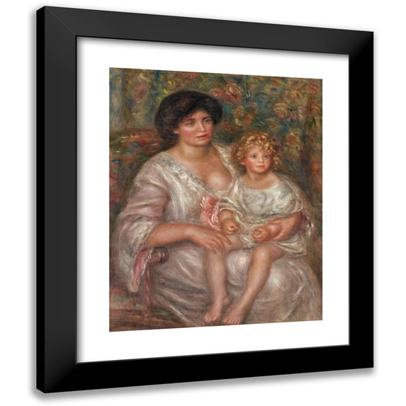 Pierre-Auguste Renoir 15x18 Black Modern Framed Museum Art Print Titled - Mother and Child (Mother and Child) (1910)