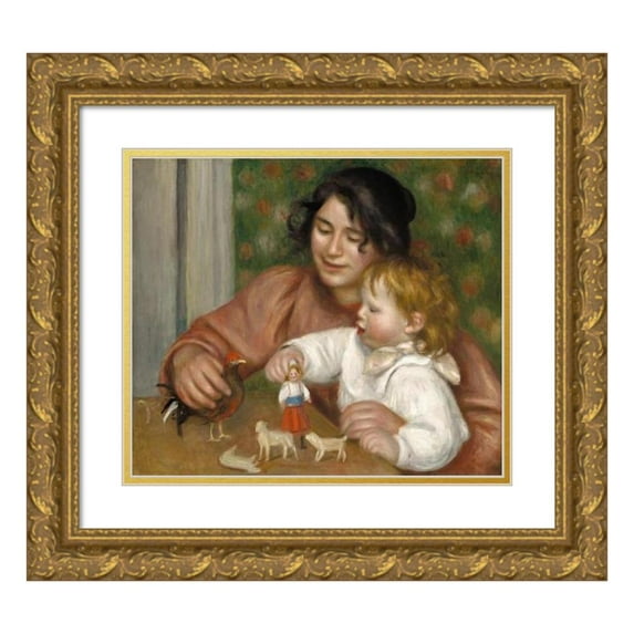 Pierre-Auguste Renoir 17x15 Gold Ornate Wood Frame and Double Matted Museum Art Print Titled - Child with Toys - Gabrielle and the Artist's Son, Jean (1895-1896)