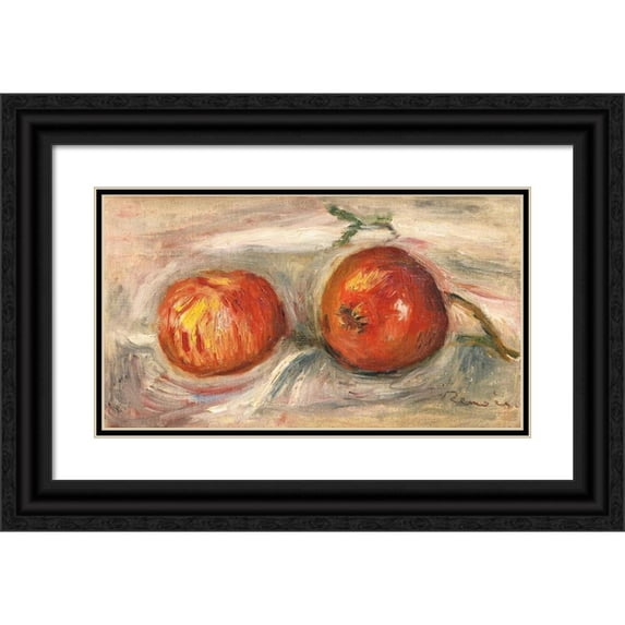 Pierre-Auguste Renoir 18x12 Black Ornate Wood Framed Double Matted Museum Art Print Titled - Two Apples (1915)
