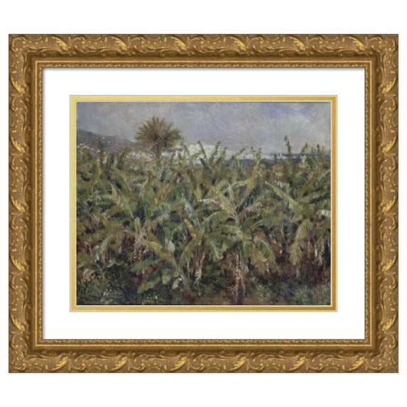 Pierre-Auguste Renoir 18x15 Gold Ornate Wood Frame and Double Matted Museum Art Print Titled - Field of Banana Trees (1881)