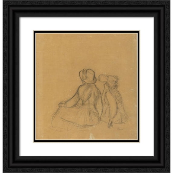 Pierre-Auguste Renoir 20x21 Black Ornate Framed Double Matted Museum Art Print Titled: Girlhood (C. 1890)