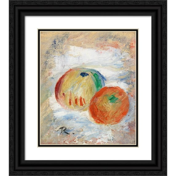 Pierre-Auguste Renoir 20x23 Black Ornate Framed Double Matted Museum Art Print Titled: Apples (Apples) (1875)