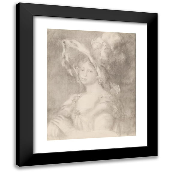 Pierre-Auguste Renoir 20x24 Black Modern Framed Museum Art Print Titled - Young Woman in Bust (Miss. Dieterle) (circa 1899)