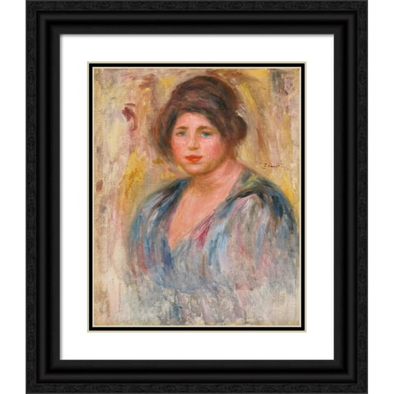 Pierre-Auguste Renoir 20x24 Black Ornate Framed Double Matted Museum Art Print Titled: Woman Portrait (Gabrielle Renard) (circa 1912)