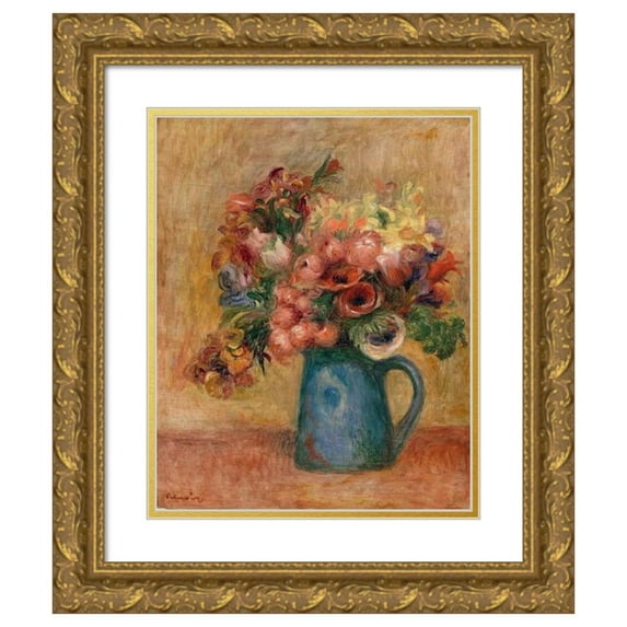 Pierre-Auguste Renoir 20x24 Gold Ornate Framed and Double Matted Museum Art Print Titled - Vase of Flowers (Flower Vase) (C. 1889)