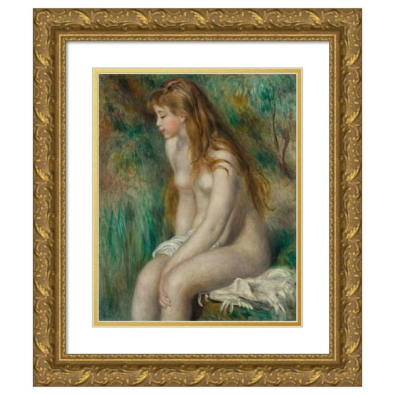 Pierre-Auguste Renoir 20x24 Gold Ornate Framed and Double Matted Museum Art Print Titled - Young Girl Bathing (1892)
